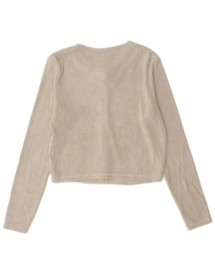 Zara Womens Crop Cardigan Pull UK 12 Beige Moyen