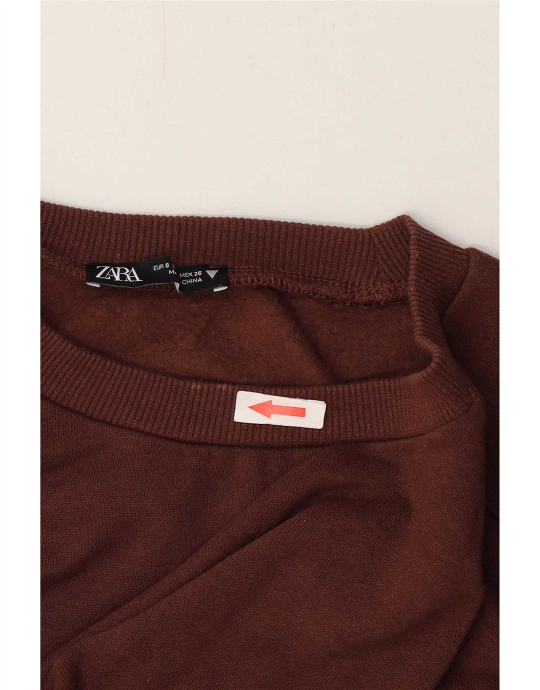 Zara Womens Crop Sweatshirt Jumper UK 10 Petit Marron