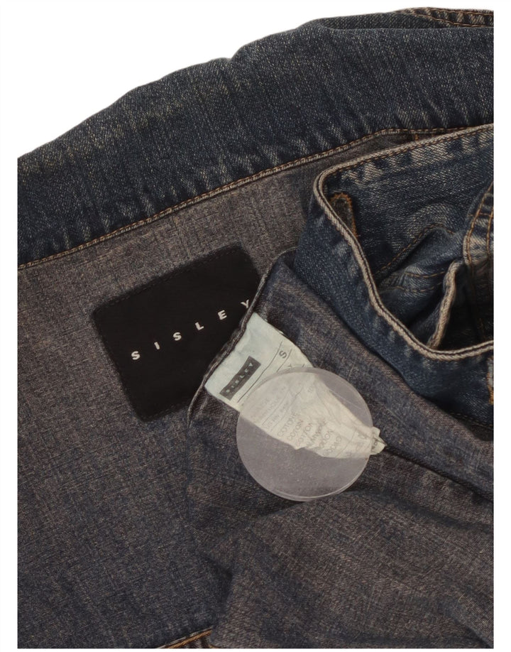 SISLEY Veste en Jean Femme UK 10 Petit Bleu Coton