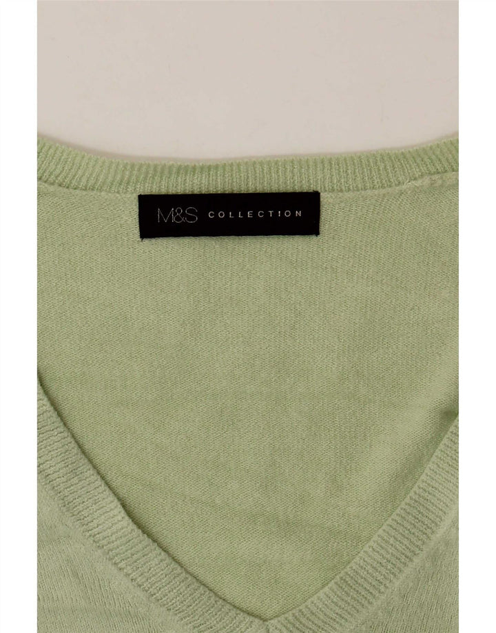 Marks & Spencer Pull col en V pour femme UK 16 Large Vert