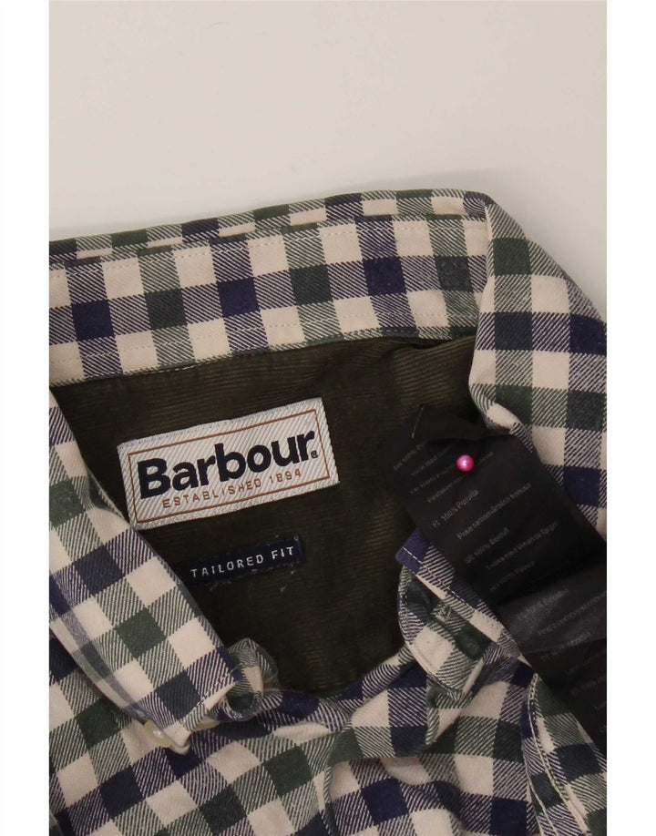 Barbour Chemise en flanelle coupe ajustée pour homme en coton vichy bleu moyen