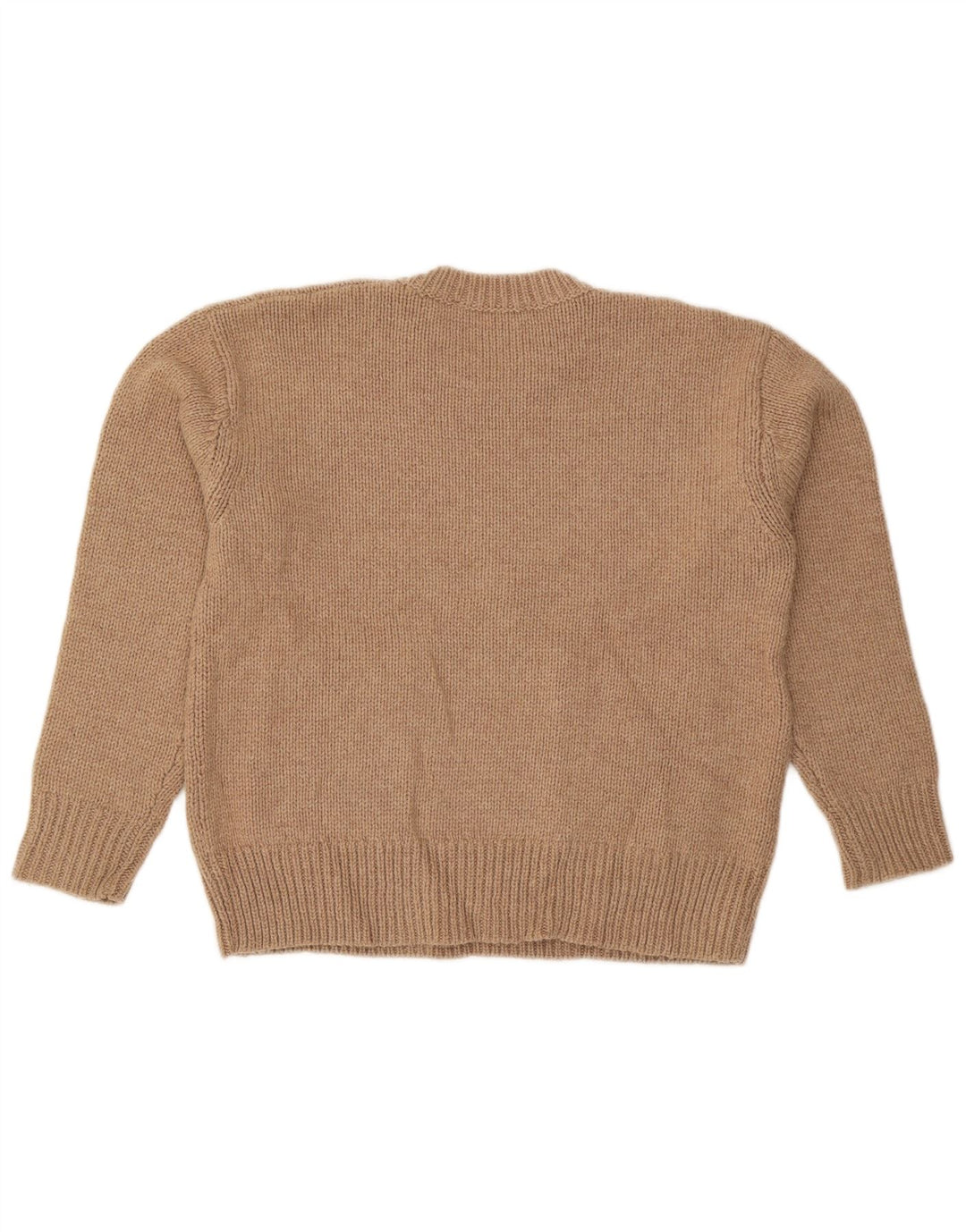 Zara Pull surdimensionné à col rond pour femme UK 10 Petit polyester beige