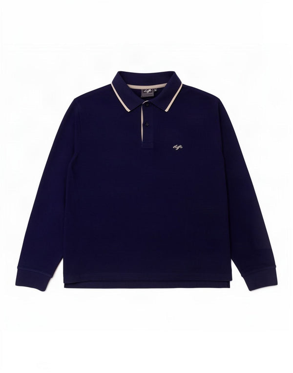Lotto Polo à Manches Longues Homme XL Bleu Marine Coton