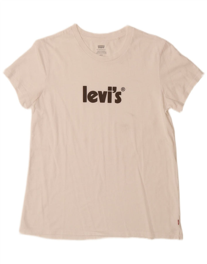LEVI'S T-shirt graphique pour femme UK 12 Blanc moyen