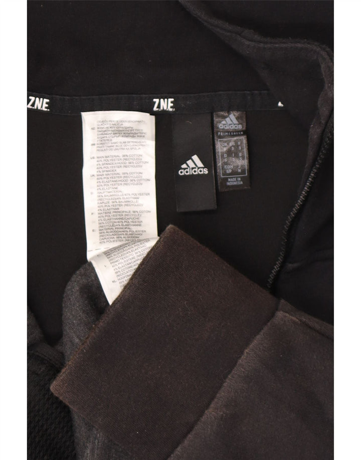Adidas Pull à capuche zippé pour homme Petit coton rayé noir