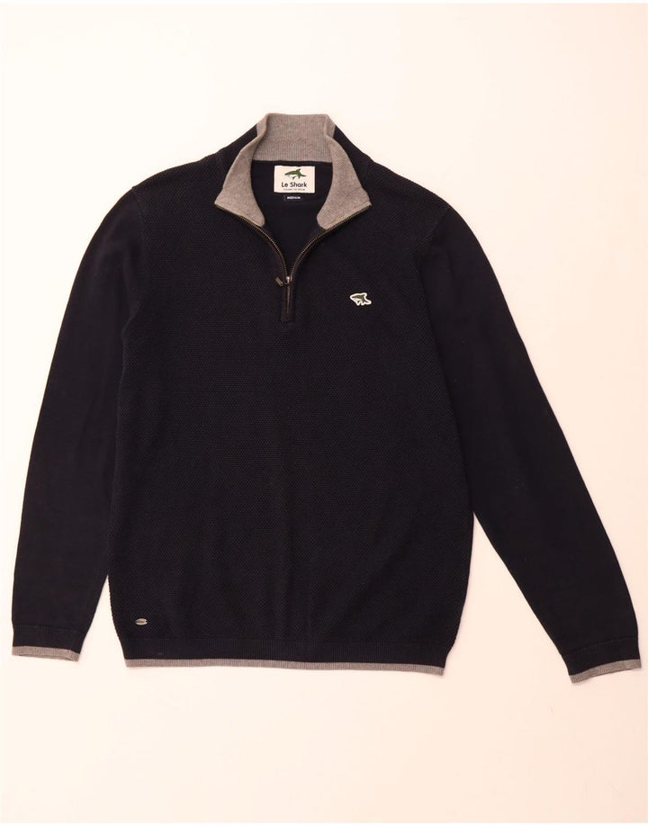 LE SHARK Pull Col Zippé Homme Bleu Marine Moyen Coton