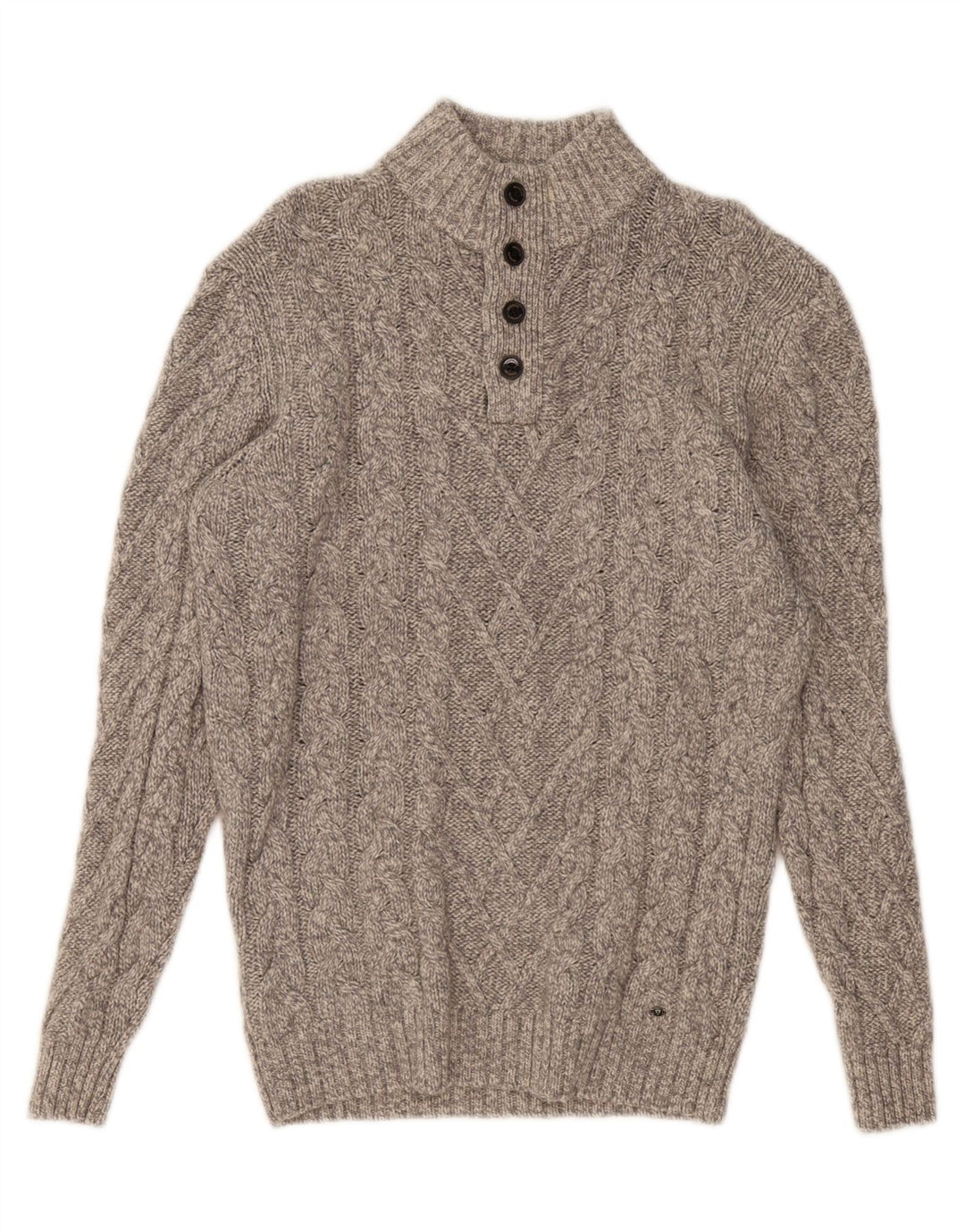 WESTBURY Pull col boutonné pour homme en laine gris moyen