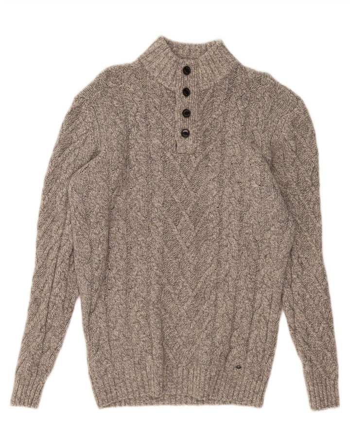 WESTBURY Pull col boutonné pour homme en laine gris moyen