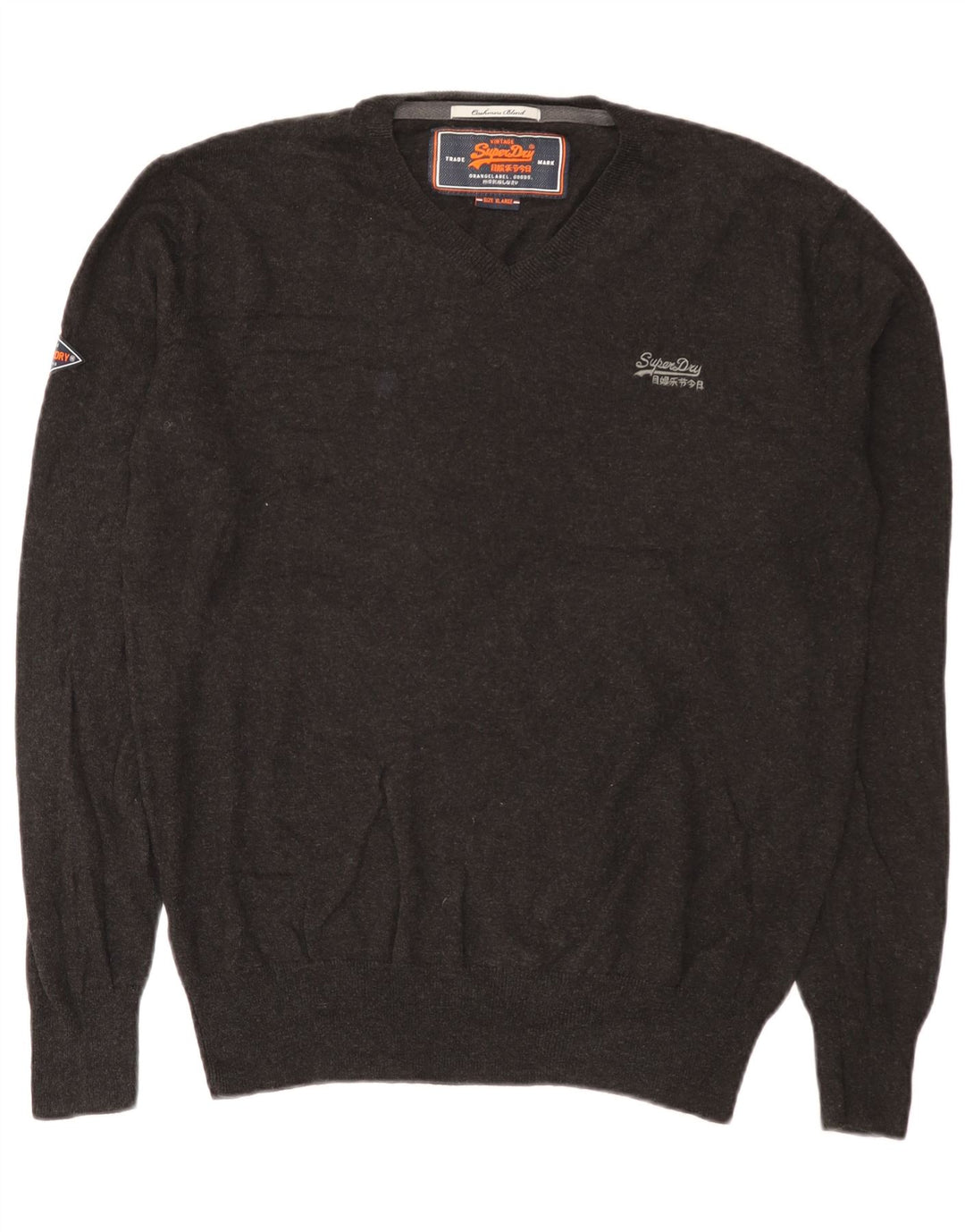 Superdry Pull col V Homme XL Gris Coton
