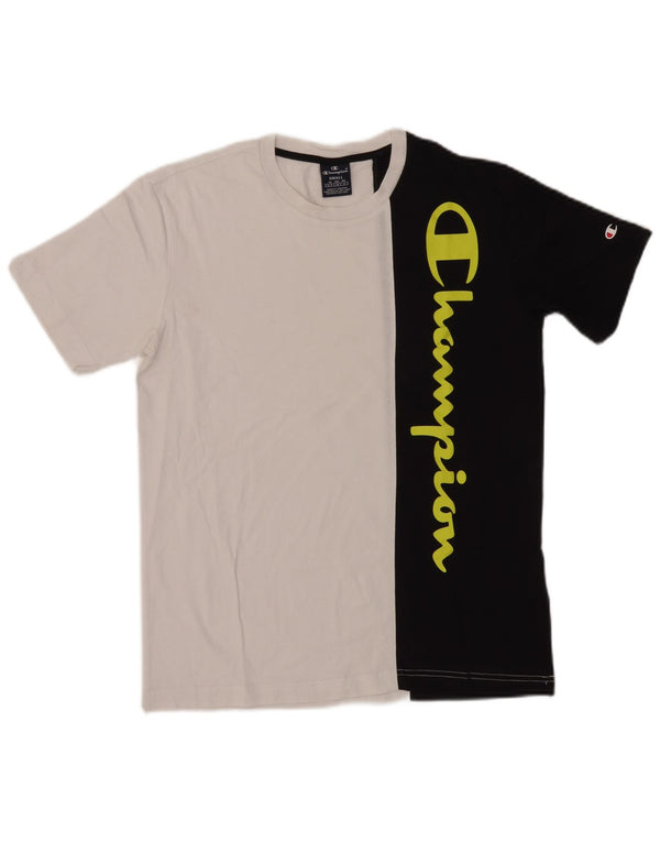 Champion T-Shirt Graphique Homme Petit Noir Colorblock Coton