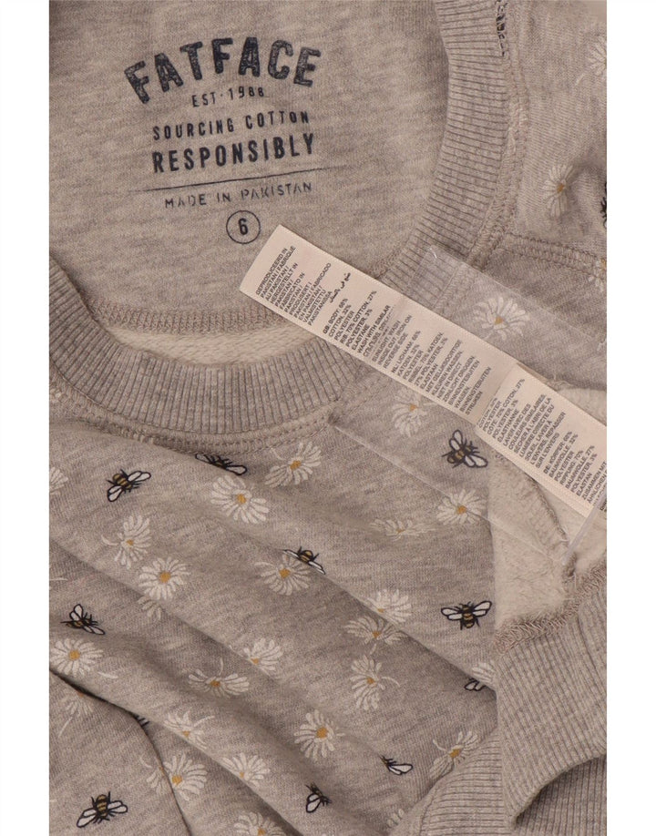 FAT FACE Sweat-shirt pour femme UK 6 XS Gris Floral Coton