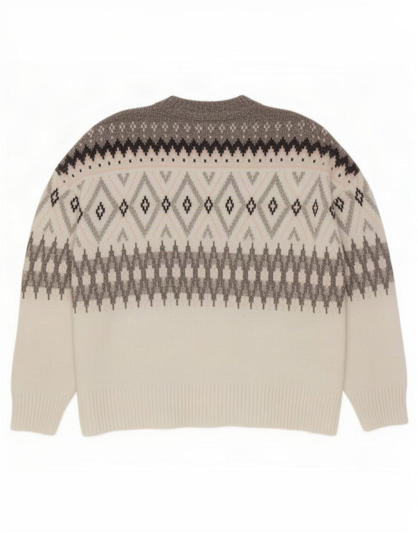 Marks & Spencer Pull col rond pour homme XL Gris Fair Isle Polyester