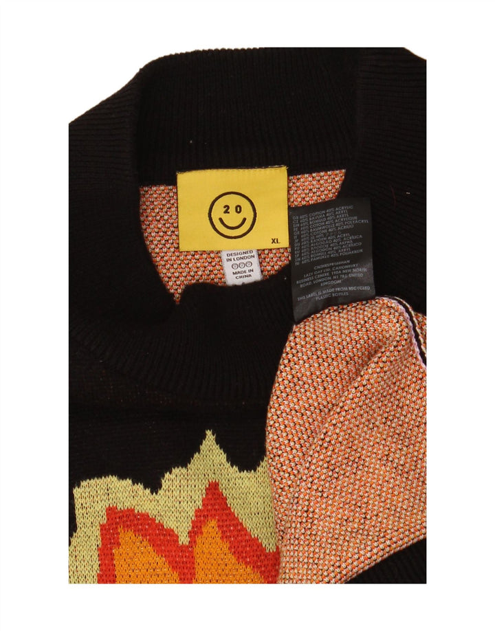 LAZY OAF Pull surdimensionné à col roulé pour homme en coton noir XL