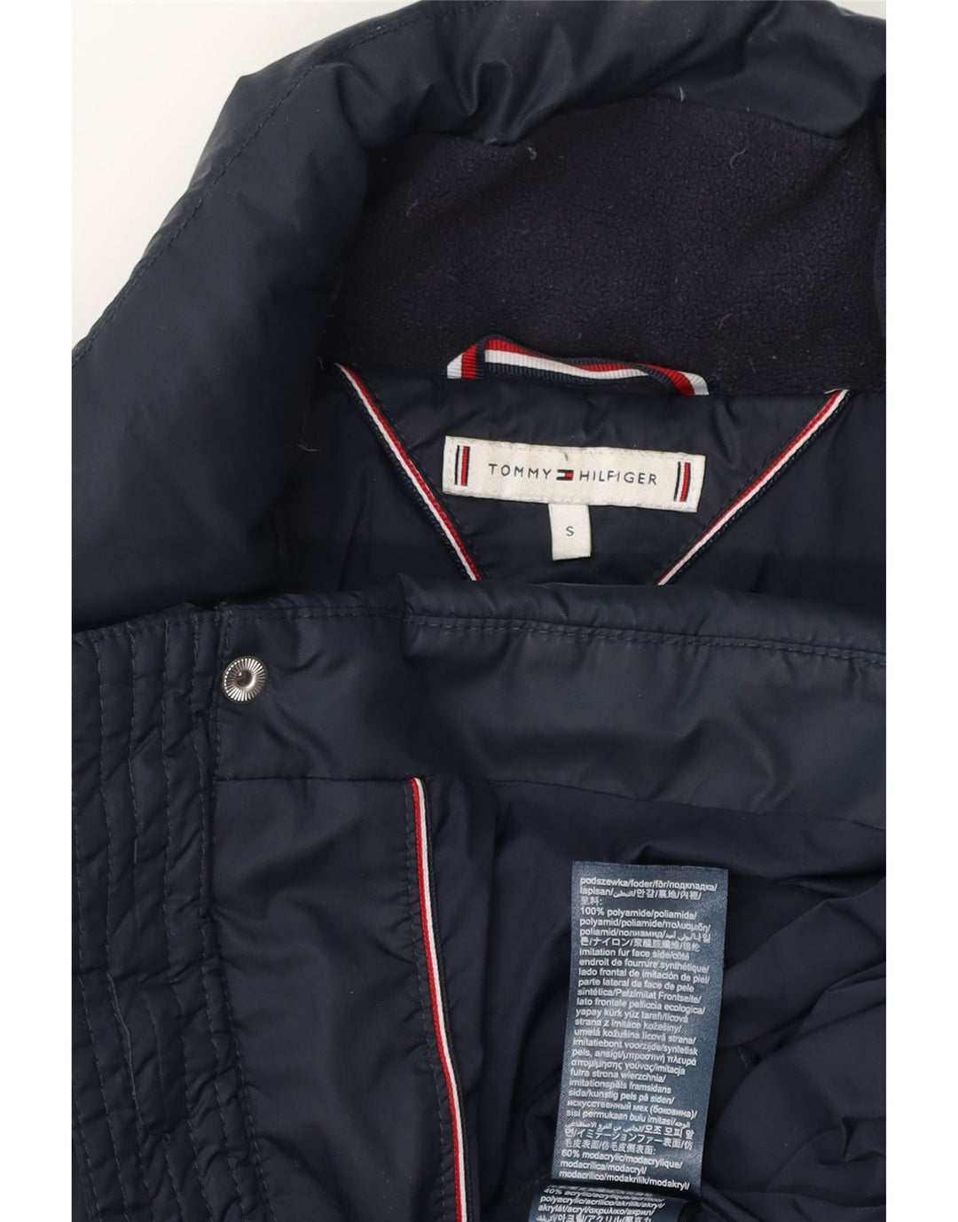 Tommy Hilfiger Manteau rembourré surdimensionné pour femme UK 10 Small Bleu marine Polyester