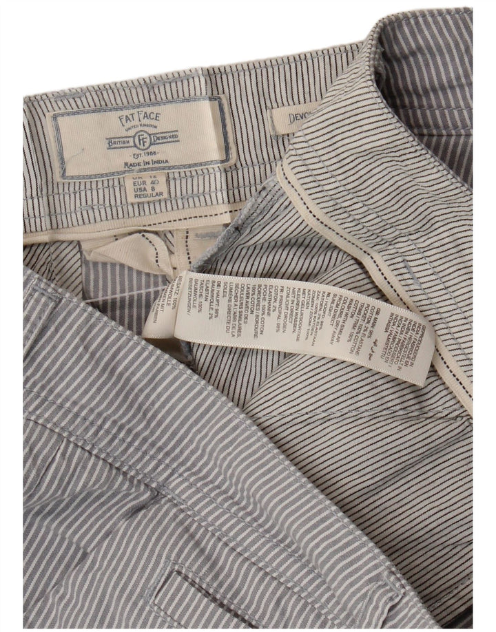 Fat Face Pantalon court régulier pour femme UK 12 Medium W32 L25 Gris rayé