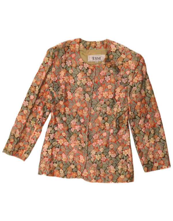vintage Femme 5 Bouton Blazer Veste IT 42 Moyen Multicolore Floral