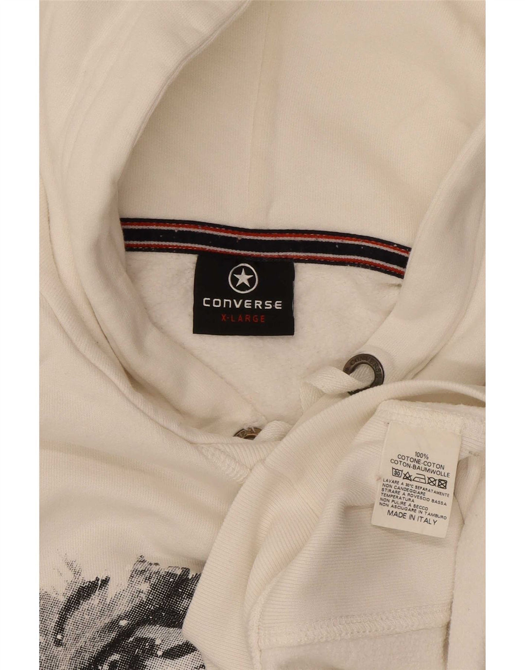Converse Pull à capuche graphique XL en coton blanc pour homme