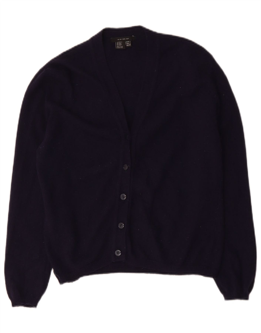 Zara Womens Cardigan Sweater UK 14 Large Bleu Marine Laine