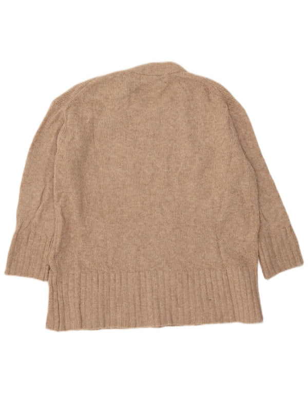Zara Pull surdimensionné à manches 3/4 et col rond pour femme UK 10 Small Beige