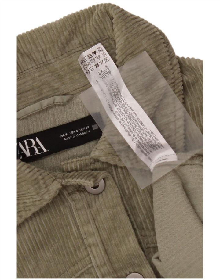 ZARA Chemise surdimensionnée en velours côtelé pour femme UK 10 Petit coton vert