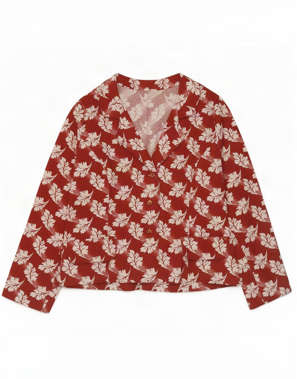 vintage Femme Cardigan Top UK 12 Moyen Rouge Floral