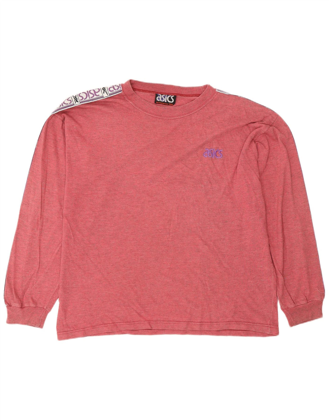 Asics Homme Graphic Top Manches Longues XL Rouge Colourblock Coton