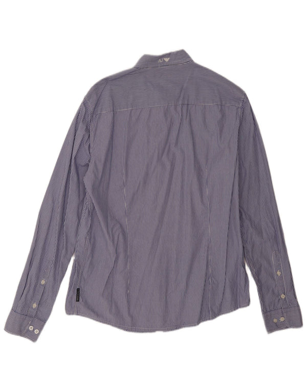 Armani Jeans Chemise ajustée pour garçon 15-16 ans 2XL Bleu à fines rayures en coton
