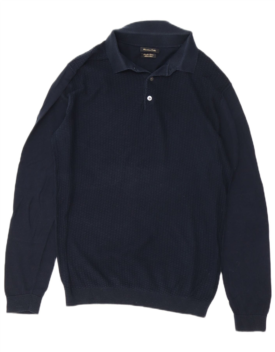 MASSIMO DUTTI Pull Col Polo Homme Bleu Marine Moyen Coton