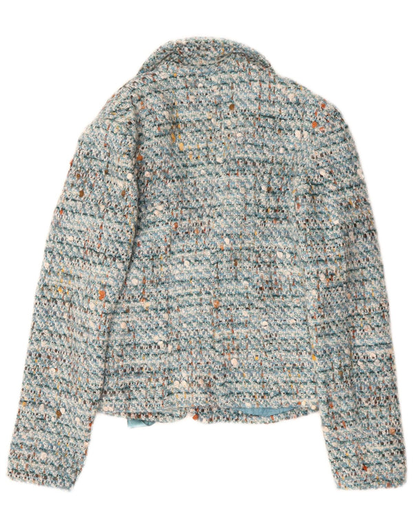 Luisa Spagnoli Veste blazer à nouer sur le devant pour femme IT 40 Petit bleu moucheté