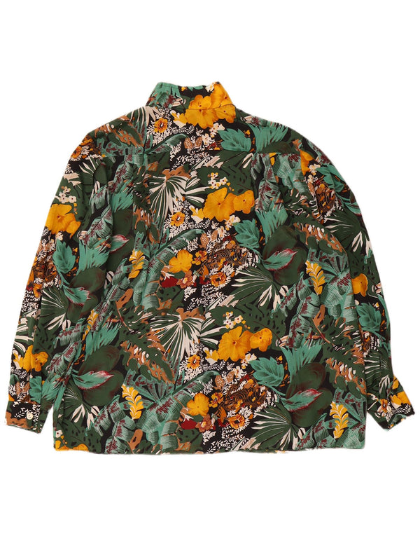 Chemise à manches longues femme vintage UK 22 3XL Vert Floral