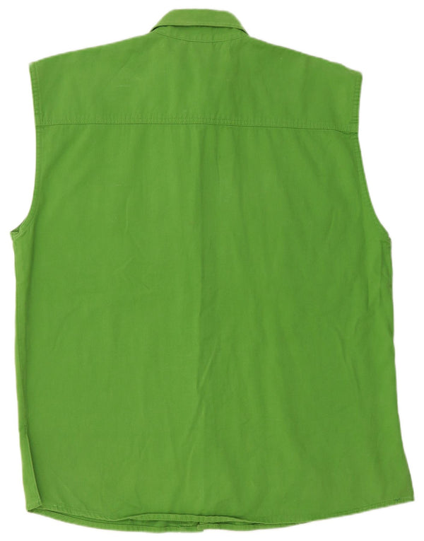 vintage Femme Chemise surdimensionnée sans manches EU 40 Coton vert moyen