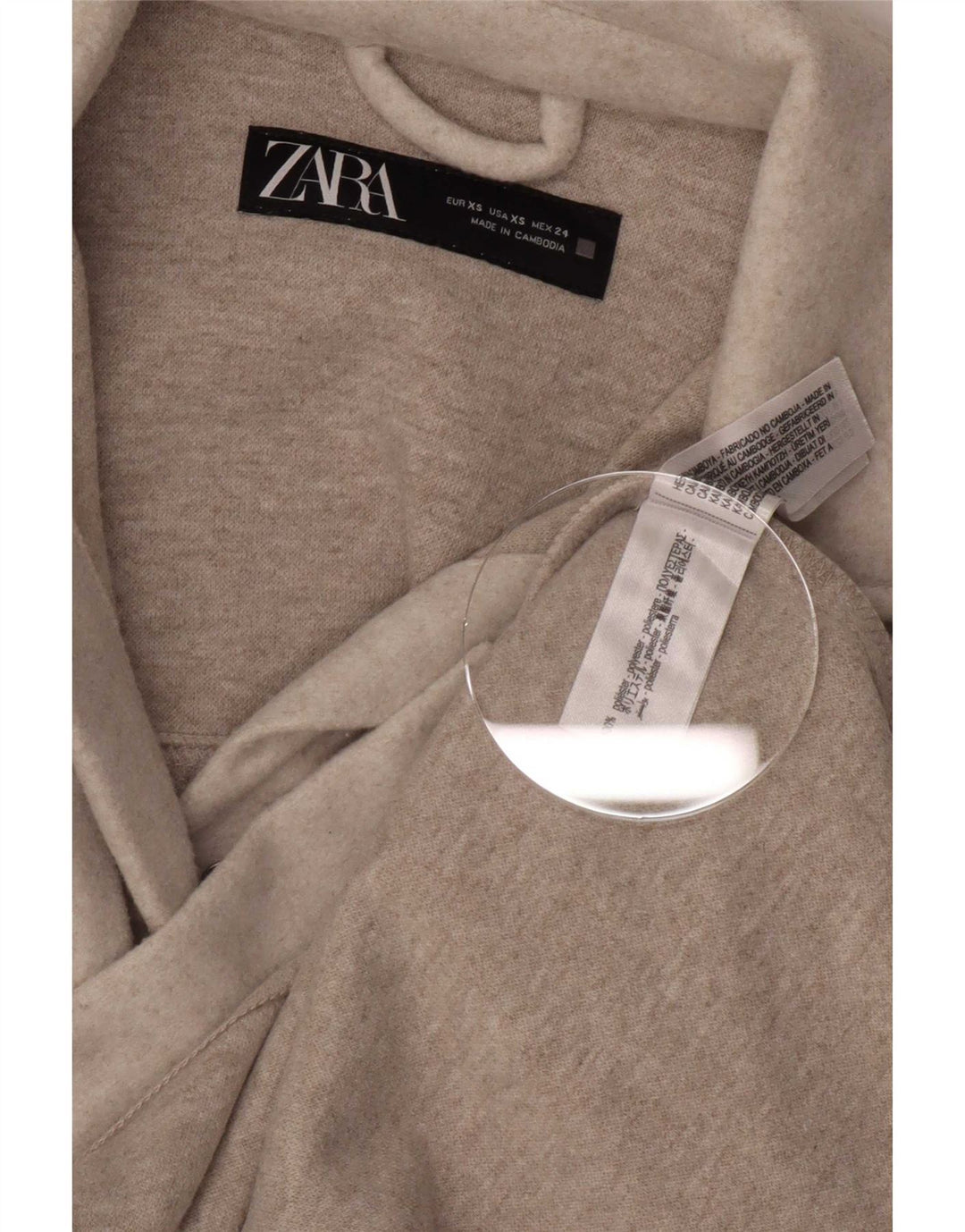 Zara Femme Surchemise Flanelle Chemise UK 8 XS Beige Polyester