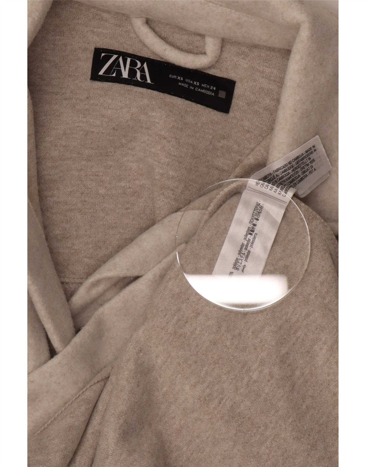 Zara Femme Surchemise Flanelle Chemise UK 8 XS Beige Polyester