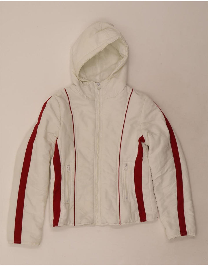 Karma Veste matelassée à capuche pour femme UK 10 Petit Blanc Colorblock Polyester