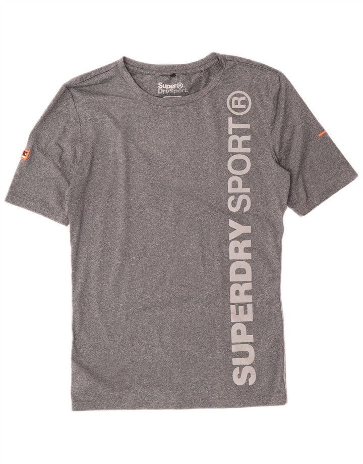 Superdry T-Shirt Graphique Femme UK 14 Large Gris Moucheté Polyester