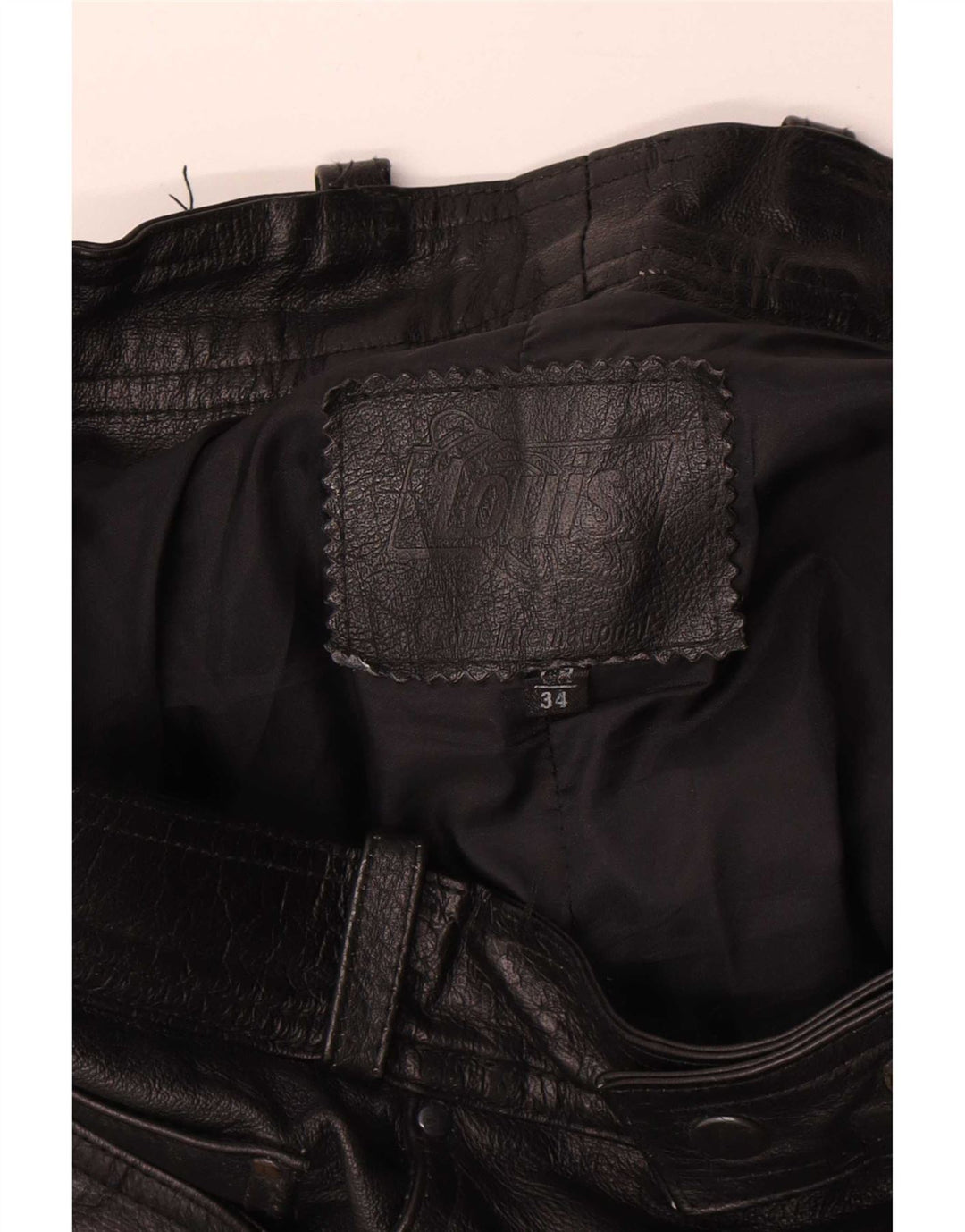 Louis Pantalon droit en cuir pour homme W34 L30 Noir
