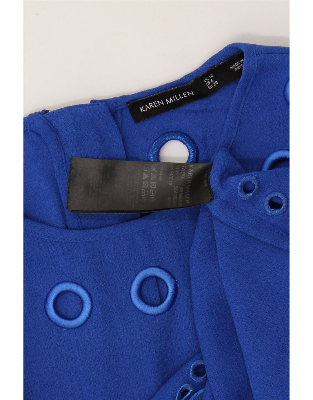 KAREN MILLEN Chemisier court surdimensionné pour femme UK 10 Petit Bleu Polyester