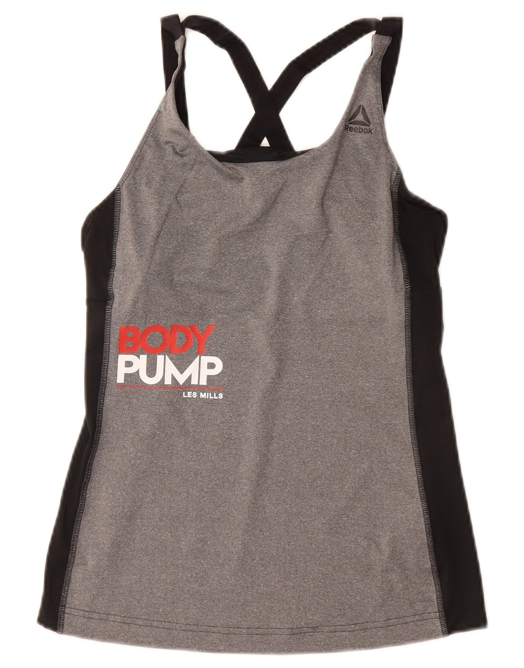 REEBOK Débardeur graphique Les Mills pour femme UK 4/6 XS Gris Colorblock