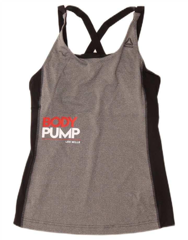 REEBOK Débardeur graphique Les Mills pour femme UK 4/6 XS Gris Colorblock