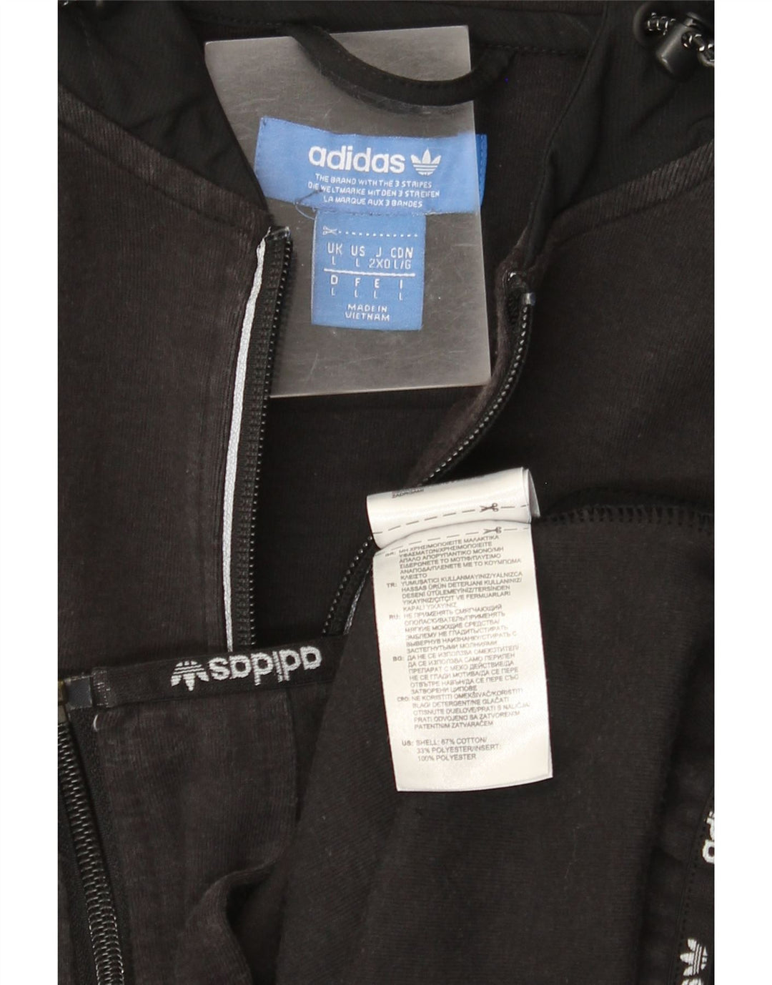 Adidas Pull à capuche zippé pour homme Grand coton noir