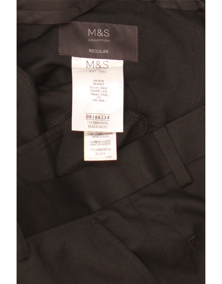 Marks & Spencer Pantalon de costume classique pour homme W36 L25 Noir Polyester