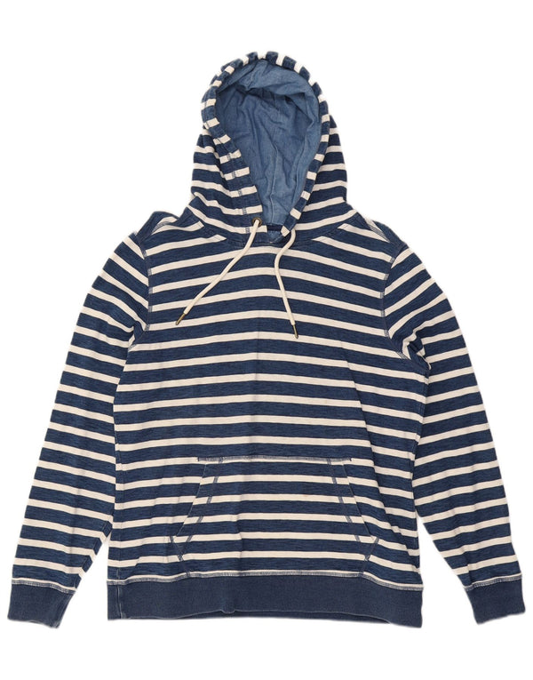 Fat Face Pull à capuche pour femme UK 12 Bleu moyen en coton à fines rayures