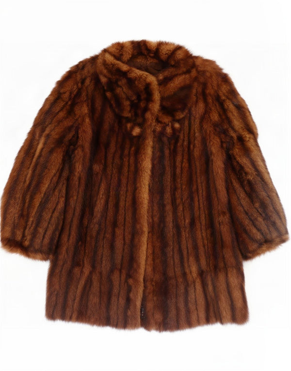 manteau de fourrure femme vintage UK 12 imprimé animal brun moyen