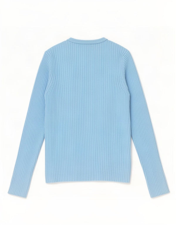 Benetton Pull Cardigan Femme UK 12 Bleu Moyen Coton