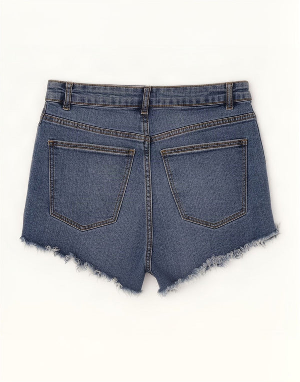 Zara Short en jean vieilli pour femme EU 38 Petit W28 Bleu Coton