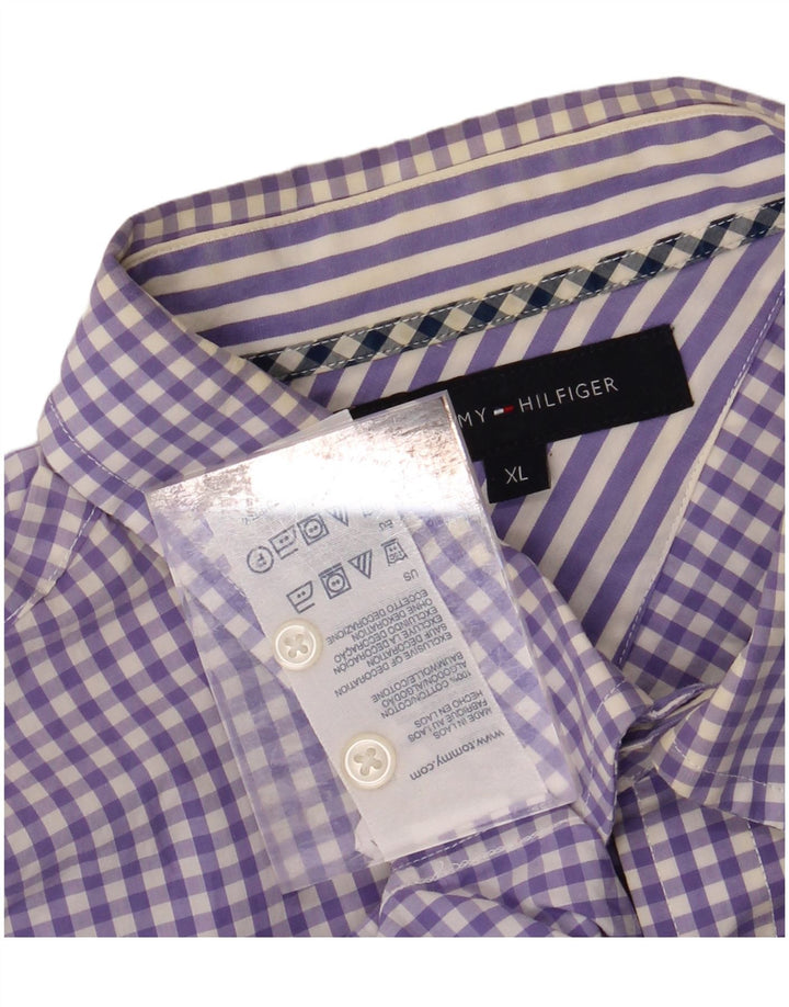 TOMMY HILFIGER Mens Shirt XL Purple Check Cotton