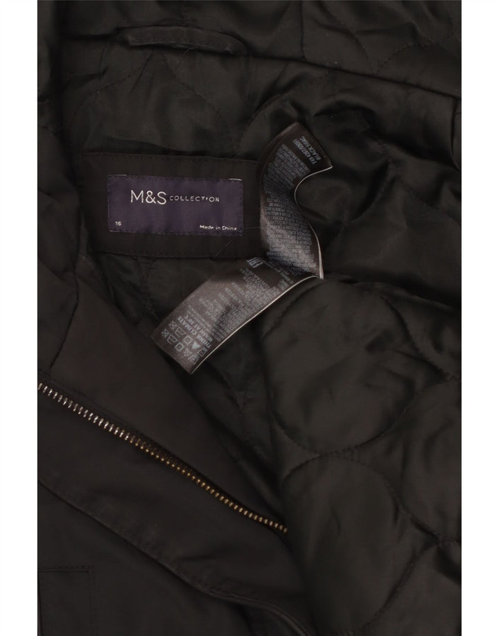 Marks & Spencer Veste Parka à capuche pour femme UK 16 Large Noir Polyester