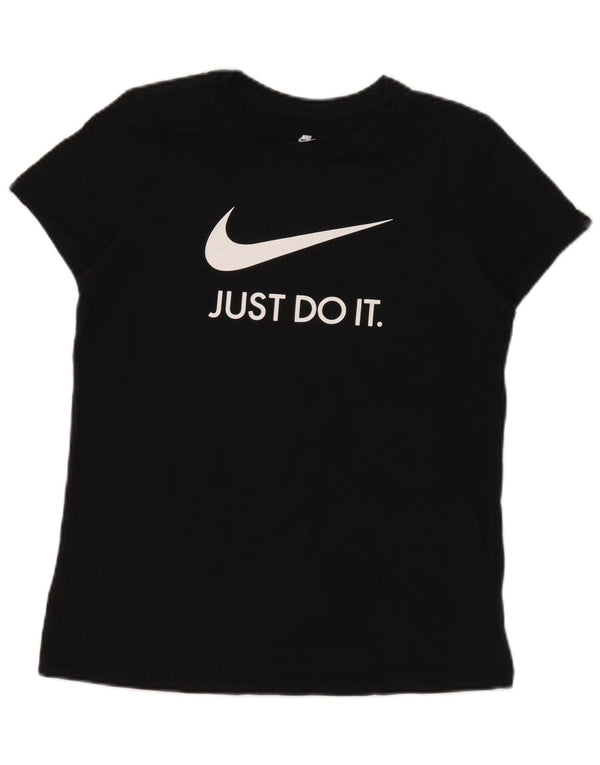 Nike Womens Slim Fit Graphic T-Shirt Top UK 14 Grand Noir Coton