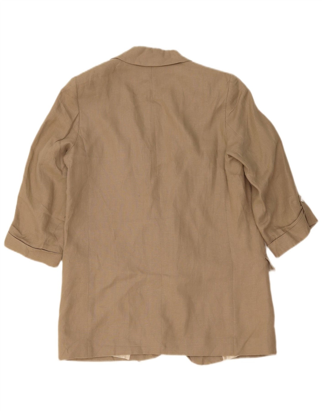 Zara Veste blazer ouverte à manches 3/4 pour femme UK 14 Lin beige moyen