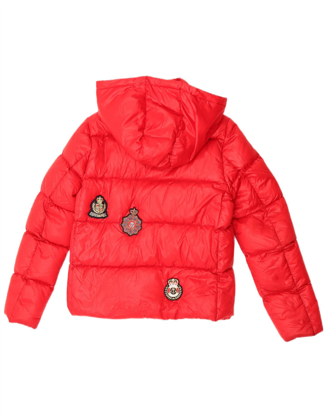 Calvin Klein Jeans Veste matelassée à capuche pour femme UK 14 Rouge moyen Polyester